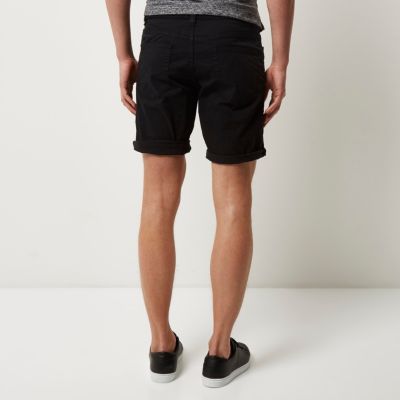 Black Only& Sons skinny fit denim shorts